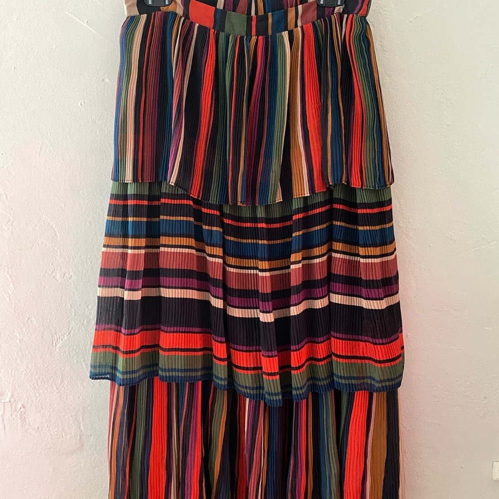 Farm Rio Striped Midi Length Skirt